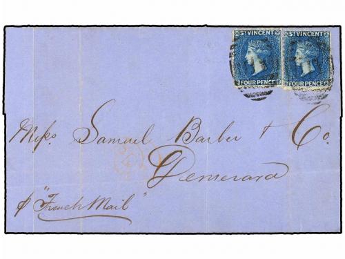 ✉ SAN VICENTE. Sg. 6 (2). 1871. SAINT VINCENT to DEMERARA (B