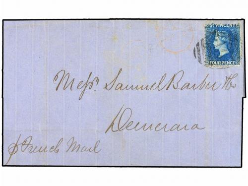 ✉ SAN VICENTE. 1869. SAINT VINCENT to DEMERARA (British Guia