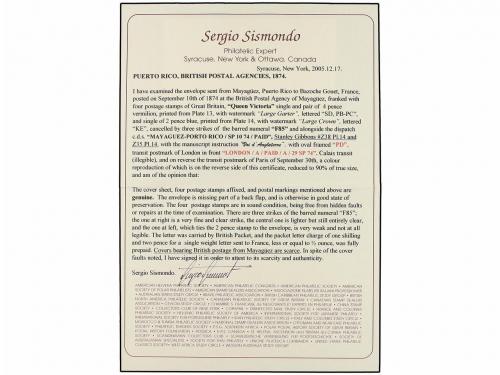 ✉ PUERTO RICO. 1871. MAYAGUEZ a FRANCIA. Circulada con sello
