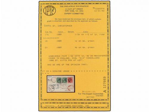 ✉ SAN CRISTOBAL. Sg. 23a, 24, 25. 1886. SAINT KITTS to GREAT