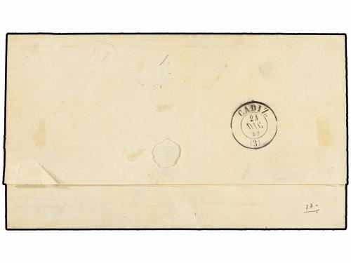 ✉ ESPAÑA. Ed. 48. 1858. GIBRALTAR a CÁDIZ. Circulada con sel