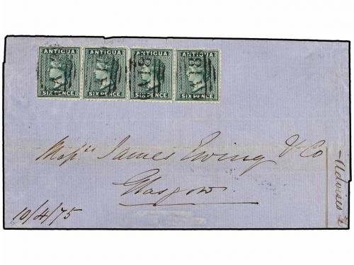 ✉ ANTIGUA. Sg. 15 (4). 1875. ENGLISH HARBOUR to GLASGOW. Ent
