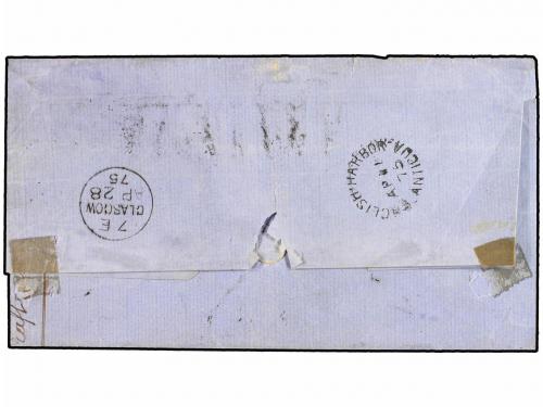 ✉ ANTIGUA. Sg. 15 (4). 1875. ENGLISH HARBOUR to GLASGOW. Ent