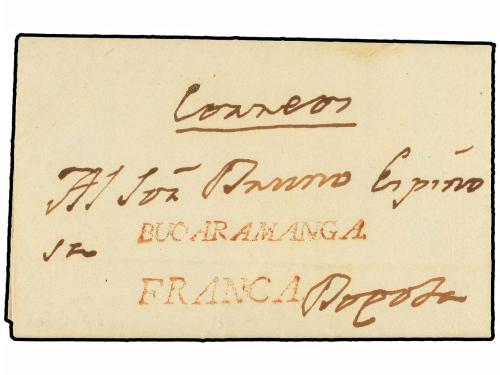 ✉ COLOMBIA. 1832. BACARAMANGA a BOGOTÁ. Marca BUCARAMANGA/FR