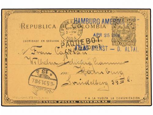 ✉ COLOMBIA. 1904. CARTAGENA a ALEMANIA. Entero Postal de 2 c