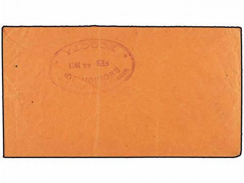 ✉ COLOMBIA. 1911. SANTA ROSA a BOGOTÁ. Manuscrito "Pago 0,02