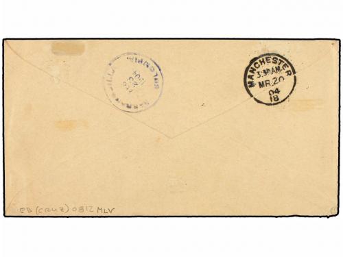 ✉ COLOMBIA. Sc. 273. 1904. SALAMINA a INGLATERRA. 5 pesos ve