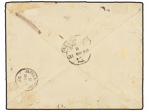 ✉ FALKLAND. Sg. 25, 30. 1896. Commercial cover to BRISTOL wi