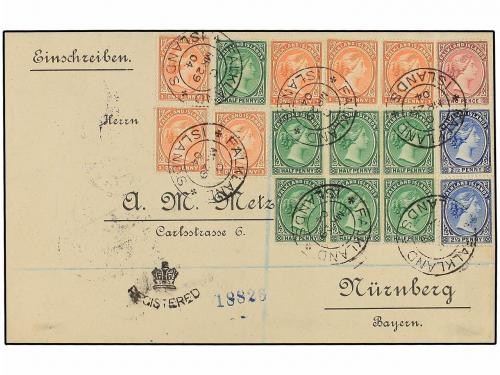 ✉ FALKLAND. Sg. 17 (7), 24 (6), 25, 30 (2). 1904. FALKLAND t