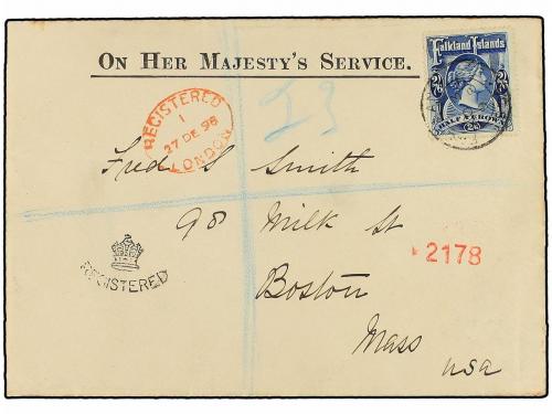 ✉ FALKLAND. Sg. 41. 1898. FALKLAND to USA. O.H.M.S. envelope