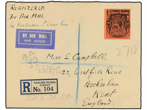 ✉ FALKLAND. Sg. 126. 1930. PORT STANLEY to KENT. Envelope se