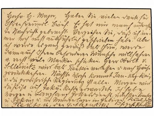 ✉ CHINA. 1902. TIENTSIN to GERMANY. 5 pf. Postal Stationery 