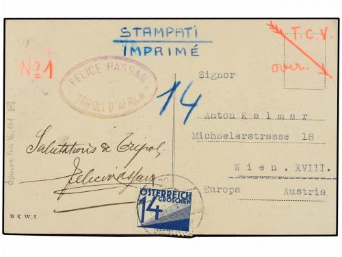 ✉ TRIPOLITANIA. Sa. 43. 1927. TRÍPOLI a VIENA (Austria). Tar