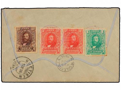 ✉ HONDURAS. 1904. PUERTO CORTÉS a SUIZA. 1 cto., 2 cts. (2) 