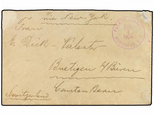 ✉ HONDURAS. 1904. PUERTO CORTÉS a SUIZA. 1 cto., 2 cts. (2) 