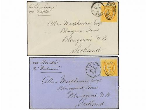 ✉ NUEVA GALES DEL SUR. 1880-81. SYDNEY to SCOTLAND. Five cov