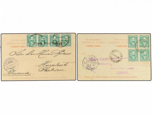✉ PARAGUAY. 1900. ASUNCIÓN a ALEMANIA. Dos Tarjetas Postales