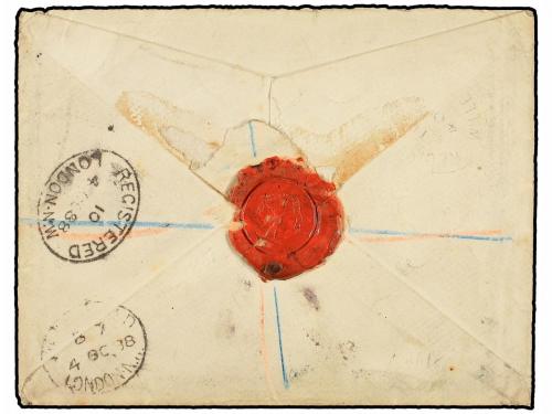 ✉ COSTA DE ORO. Sg. 13, 16 (2). 1888. AXIM to GREAT BRITAIN.