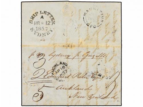 ✉ MAURICIO. 1851. PORT LOUIS to AUCKLAND (New Zealand). Comp