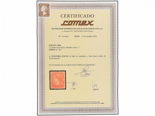 * ESPAÑA. Ed. 74. 2 cuartos rosa, goma original. Centraje ex