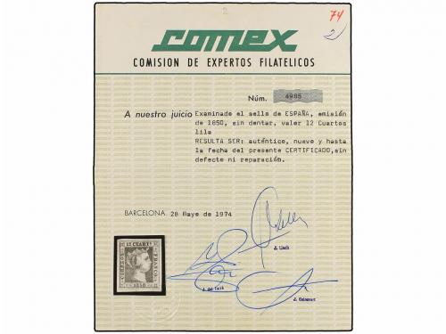 (*) ESPAÑA. Ed. 2. 12 cuartos lila. PIEZA DE LUJO. Cert. COM