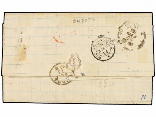 ✉ BRASIL. 1874. RÍO GRANDE a GÉNOVA. 100 reis verde. Marca I