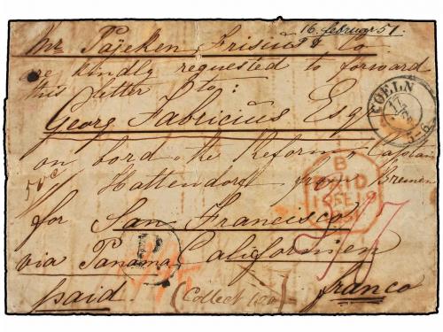 ✉ ESTADOS UNIDOS. 1851. COLN (Prussia, Germany) to SAN FRANC