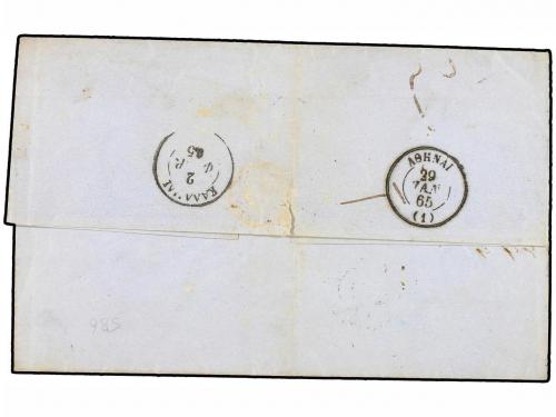 ✉ GRECIA. 1865. TRIESTE (Austria) a CALAMATA. Tasada con sel