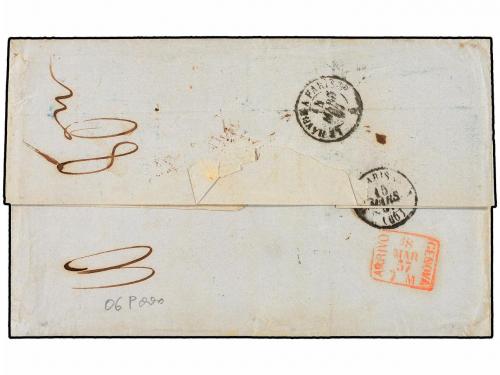 ✉ BRASIL. 1857. BAHÍA a GÉNOVA. Marca circular COMPAGNIE FRA