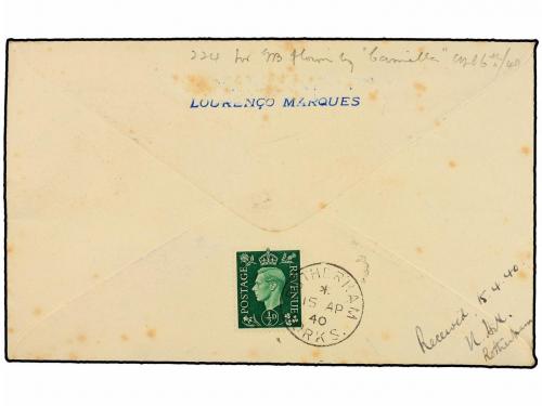 ✉ MOZAMBIQUE. 1940. MOZAMBQUE a INGLATERRA. PRIMER VUELO rea