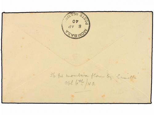 ✉ MOZAMBIQUE. 1940. MOZAMBIQUE a MOMBASA (Kenya). PRIMER VUE