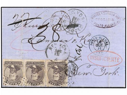 ✉ BRASIL. 1870. PORTO ALEGRE to NEW YORK. Entire letter fran