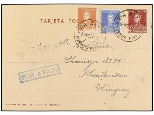 ✉ ARGENTINA. 1927 (5 Diciembre). BUENOS AIRES a MONTEVIDEO. 