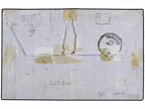 ✉ ITALIA. Sa. 3, 4+16F. 1863. GÉNOVA a VALPARAÍSO. 40 cts. r