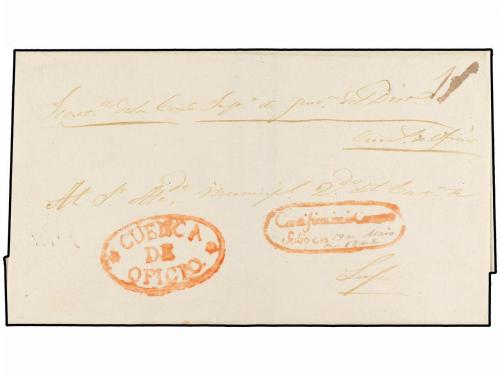 ✉ ECUADOR. 1842. CUENCA a LOJA. Envuelta de carta certificad