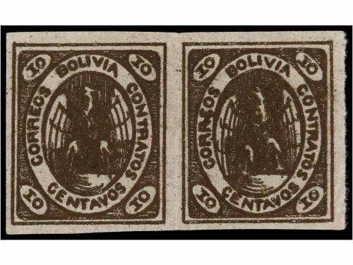 (*) BOLIVIA. Sc. 4. 10 ctvos. castaño oscuro, pareja, posici