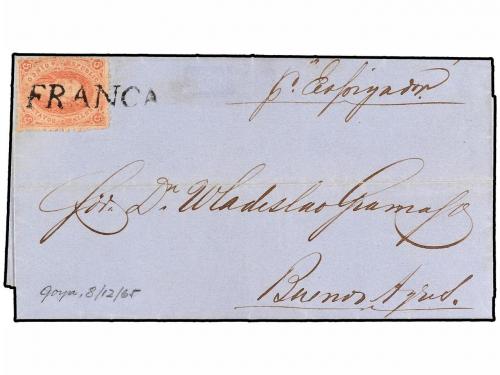 ✉ ARGENTINA. 1865. GOYA a BUENOS AIRES. 5 ctvos. castaño ros