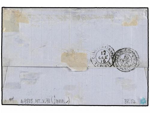 ✉ LEVANTE: CORREO FRANCES. 1875. TREBIZONDE a LONDRES. 10 ct