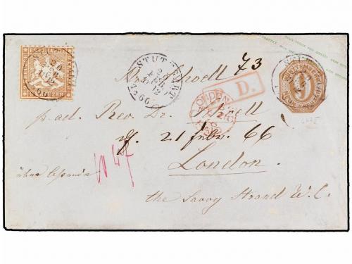 ✉ ALEMANIA ANTIGUOS ESTADOS: WURTEMBERG. Mi. 28a. 1866. STUT