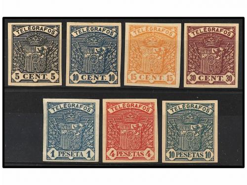 (*) ESPAÑA: TELEGRAFOS. Ed. 31/38s sin 35. SIETE sellos SIN 