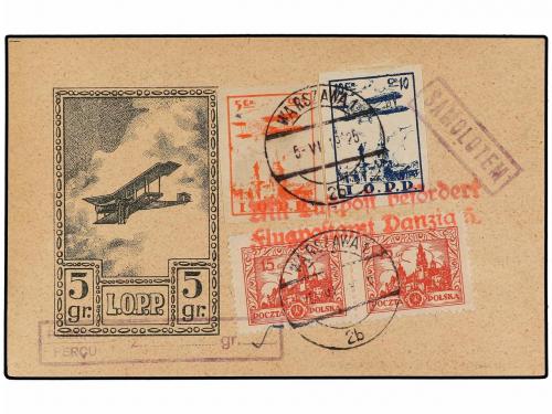 ✉ POLONIA. 1925 (5-VI). WARSAWA to DANZIG. 15 gr. (2), 5 gr.