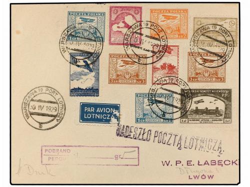 ✉ POLONIA. 1929 (30-IV). WARSAWA to LWOW. 1 gr., 2 gr. and 3
