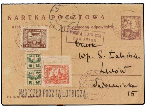 ✉ POLONIA. 1926 (12-IV). WARSAWA to LWOW to WARSAWA. 10+10 g