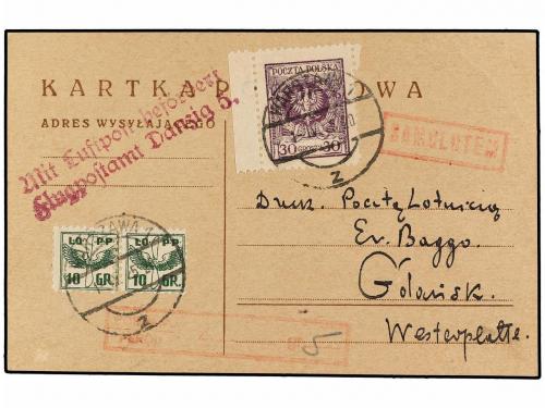 ✉ POLONIA. 1925 (1-IV). WARSAWA to DANZIG. 30 gr. and 10 gr.