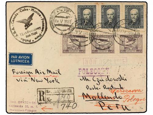 ✉ POLONIA. 1930 (29-V). WARSAWA to MOLLENDO (Peru). RAID POL