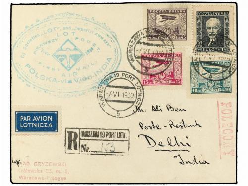 ✉ POLONIA. 1930 (7-VI). WARSAWA to DELHI (India). RAID WARSA