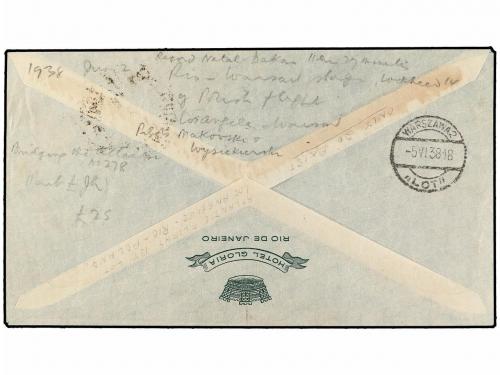 ✉ POLONIA. 1938 (28-V). RIO DE JANEIRO to WARSAWA. RAID LOS 