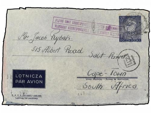 ✉ POLONIA. 1939 (25-IV). WARSAWA to CAPE TOWN (South Africa)