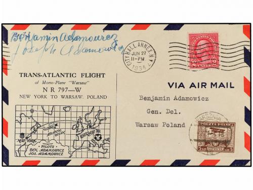 ✉ POLONIA. 1934 (June 27). NEW YORK to WARSAW (Poland). Tran