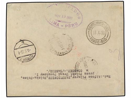 ✉ POLONIA. 1933 (7-X). GDANSK (Danzig) to LIMA (Peru). 40 gr